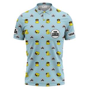 rubber duck repeat cartoon pattern custom logo black polo shirt for men