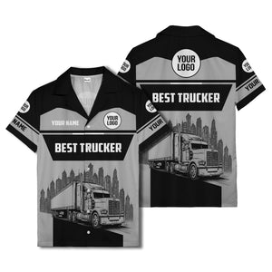 semi-truck cityscape hawaiian shirt for road-warrior professionals