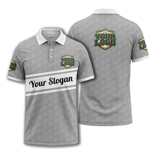 shield logo stars hexagon pattern polo shirt for men