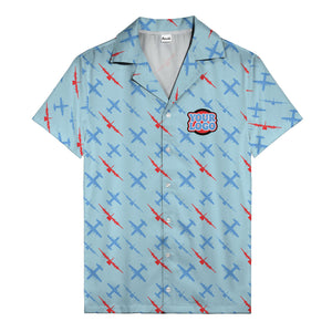 vintage airplane repeat pattern hawaiian shirt for aviation fans