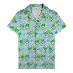 vintage palm tree oasis with monogrammed logo repeat hawaiian shirt