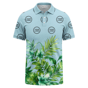 watercolor exotic ferns & logo circle polo shirt