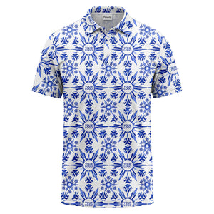 watercolor sunburst floral repeat pattern golf polo shirt