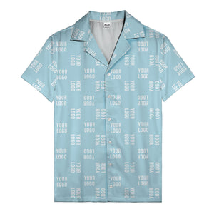 your logo repeat white on black modern graphic hawaiian shirt