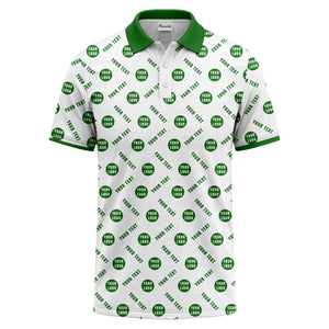 your name & logo repeat pattern all over print custom polo shirt
