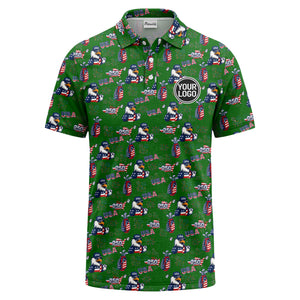 bald eagles golf bags fireworks patriotic polo shirt for men