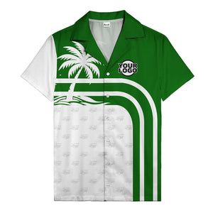 black and white palm trees curved stripes hawaiian shirt