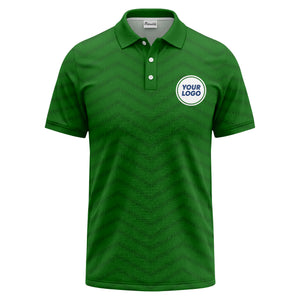 black chevron dot geometric pattern custom logo polo shirt for men