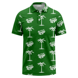 black gold palm trees & customizable logos graphic polo shirt