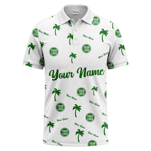 black palm tree silhouettes personalized polo shirt with custom logos