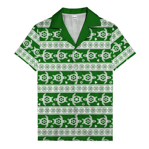black sea turtles & white floral repeat hawaiian shirt for men