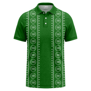 black white fish symbol repeat pattern golf polo shirt