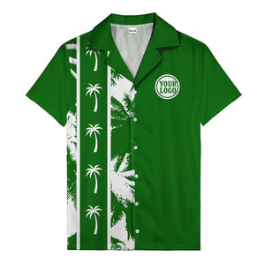 black white palm trees & vertical stripes graphic hawaiian shirt for men