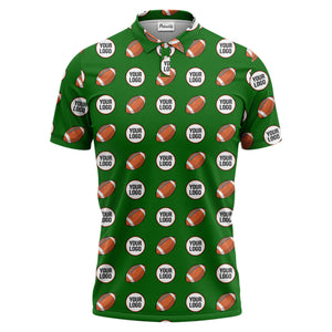 cartoon football logo circle repeat black sports polo shirt for men