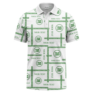 chain link grid custom logo monochrome polo shirt for men