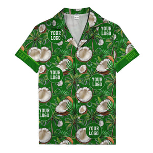 coconut palms & ice cubes on black beach photo hawaiian shirt for men