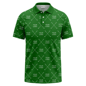 crossed golf clubs & logo repeat graphic polo shirt for men