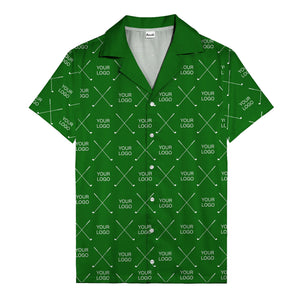 crossed golf clubs logo repeat pattern hawaiian shirt for men