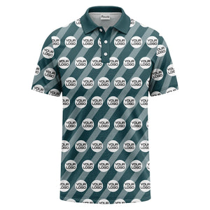 custom logo diagonal stripes repeat golf polo shirt for men