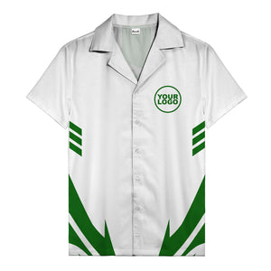 custom logo geometric stripes hawaiian shirt men's aloha button down