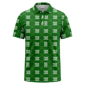 custom logo repeat diamond grid black white polo shirt
