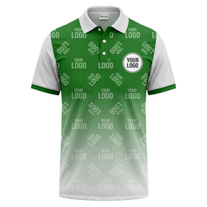 custom logo repeat gradient polo shirt for men in black & white