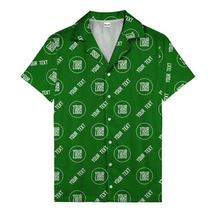 custom logo & text circle repeat black white hawaiian shirt for men