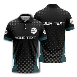 custom logo text overlay polka dot golf polo shirt