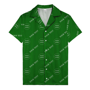 custom logo & text repeat black hawaiian shirt for personalized branding