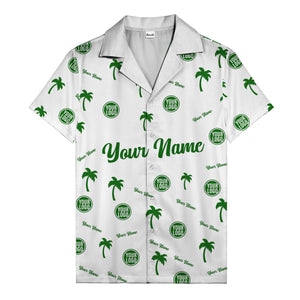 custom palm tree silhouette & name logo black white hawaiian shirt