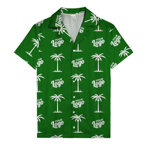 custom palm trees & your logo repeat black gold hawaiian shirt