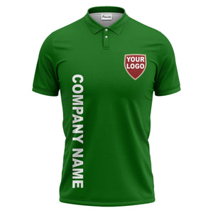 custom shield logo vertical text corporate branded polo shirt