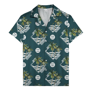 diamond waves & palm trees graphic hawaiian shirt for men