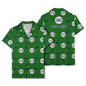 golf flag & custom logo repeat hawaiian shirt for men