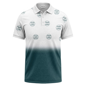 gradient black white custom logo repeat polo shirt