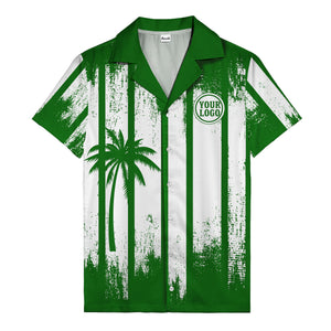 grunge monochrome palm tree silhouettes & stripe hawaiian shirt for men