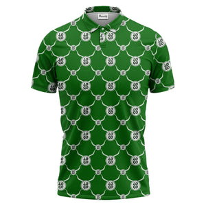 interlocking chain link logo repeat monochrome graphic polo shirt for men