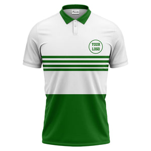 monochrome horizontal stripes & circular logo modern minimalist polo shirt for men