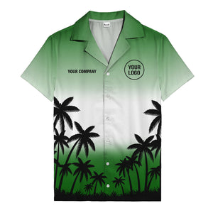 monochrome palm tree gradient silhouette hawaiian shirt for men
