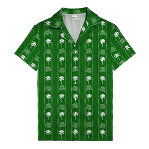 monochrome palm tree & signature logo stripe hawaiian shirt for men