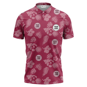 illustrated monochrome tropical flowers and leaves polo shirt for men