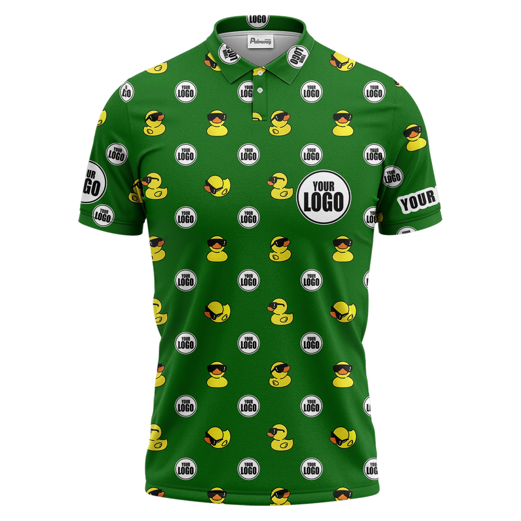 rubber duck repeat cartoon pattern custom logo black polo shirt for men