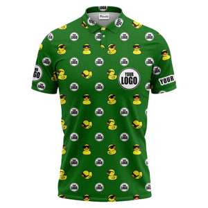 rubber duck repeat cartoon pattern custom logo black polo shirt for men