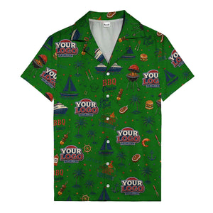 sailboats anchors ship wheels hamburger shrimp steak grill tools hawaiian shirt for men