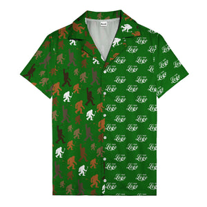 sasquatch golfers swinging clubs cartoon black hawaiian shirt for men