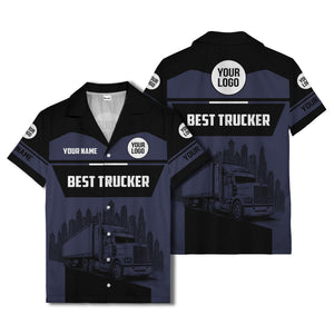 semi-truck cityscape hawaiian shirt for road-warrior professionals