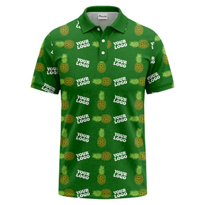 sunflower pineapple repeat custom logo polo shirt for beach days