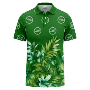 watercolor exotic ferns & logo circle polo shirt