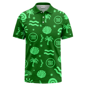 watercolor palm trees seashells waves polo shirt for beach vacation
