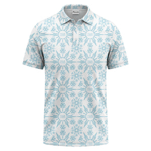 watercolor sunburst floral repeat pattern golf polo shirt